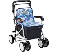Andadores para ancianos plegable vertical andador ligero con ruedas para ancianos, carros de compras, andadores de aleación de aluminio, carritos de compras de comestibles (color: azul) (verde) (azul)