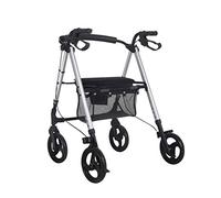 Andadores para personas mayores, andador/andador de 4 ruedas con frenos de mano, plegable, ligero, de cuatro ruedas con cojín de asiento y cesta de la compra, marcos de seguridad ajustables para per