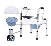 Andadores para personas mayores Andador con andador liviano con orinal y tabla de baño Marco para caminar de aluminio para personas mayores Andadores estándar de altura ajustable para viajes Reha