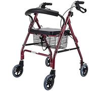 Andadores para personas mayores Andador con ruedas ligero y plegable Bastones portátiles, ayudas para caminar, andadores, carritos de compras, carga de 220 kg (color: rojo) (azul) (Red2)