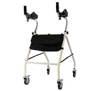 Andadores para personas mayores, andador de cuatro ruedas con almohadilla de apoyo para reposabrazos, fácil de maniobrar y ayuda de movilidad limitada ajustable en altura, cómodos agarres de mano, se