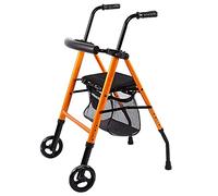 Andadores para Personas Mayores Andador para Ancianos, Andador Plegable Andador de Cuatro Ruedas Naranja con Ruedas Andador Andador Andador Ayuda para la Movilidad Altura Ajustable Bolsa de la Compra