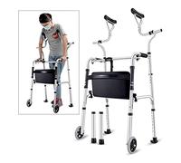 Andadores para personas mayores Andador para personas mayores Andador con ruedas para personas mayores con soporte axilar, Muleta plegable de aluminio resistente con ruedas, Soporte para personas