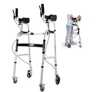 Andadores para personas mayores, andador plegable estándar con 4 ruedas y reposabrazos extraíbles, andador auxiliar de rehabilitación de aleación de aluminio.