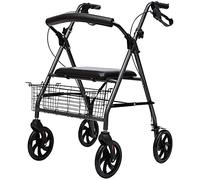 Andadores para personas mayores Andador vertical plegable Andador con andador liviano Altura del asiento estándar, asiento y ruedas, sistema de frenado dual, soportes de marco de acero duradero