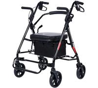 Andadores para Personas Mayores con 4 Ruedas,andador para exteriores,Andador plegable ligero,altura ajustable rollator,Para uso exterior e interior black