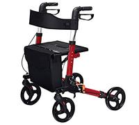 Andadores para personas mayores, de aluminio, plegable y de altura ajustable, andador de viaje para adultos mayores, andador de 4 ruedas y soporte de espalda extraíble, andador ligero, ayuda de