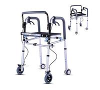 Andadores para personas mayores, marco plegable ajustable con freno y asiento, entrenamiento de extremidades inferiores, ayuda estándar para caminar para personas mayores con discapacidad, andador con