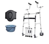 Andadores para Personas Mayores Plegables, portátiles, para discapacitados, con reposabrazos Desmontables y Asiento de Inodoro, Altura Ajustable, para Entrenamiento y Asistencia de Miembros inferiore