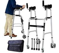Andadores para personas mayores, postura vertical con almohadilla de apoyo para reposabrazos, andador médico plegable de 4 ruedas, altura ajustable, ayuda para caminar para ancianos, caminante, D