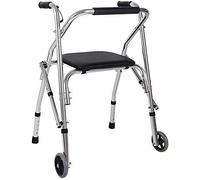 Andadores para personas mayores, silla de ruedas sentada con ruedas, andador de anciano, carrito de bastón de cuatro esquinas, plegable, altura ajustable, marco de pie portátil, ayuda a la movilidad
