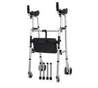 Andadores plegables Andadores con ruedas de postura vertical con almohadilla de soporte para reposabrazos, andadores de 4 ruedas para andadores, andadores de aluminio para personas mayores