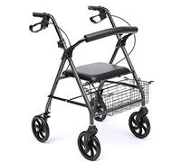 Andadores plegables con ruedas, andador, plegable 4, postura vertical, altura ajustable asiento