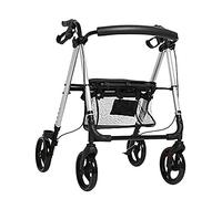 Andadores plegables con ruedas, andador, verticales asiento, respaldo y bolsa de almacenamiento for personas mayores