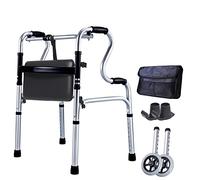 Andadores plegables de aluminio ligeros para personas mayores, altura ajustable, ayudas para discapacitados, andadores con asiento, F (F)