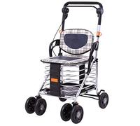Andadores plegables livianos de 4 ruedas con asiento - Andadores para caminar plegables y ajustables - Silla de ruedas y carrito de compras 2 en 1 (aluminio) (Aluminio)