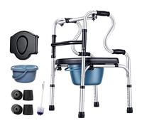 Andadores plegables para personas mayores, ligeros, ajustables, altura estándar, ayuda para personas con discapacidad, personas mayores y discapacitadas con asiento y orinal, estrella B de luz