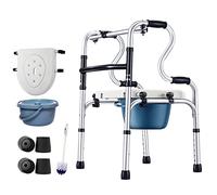 Andadores plegables para personas mayores, ligeros, ajustables, altura estándar, ayuda para personas con discapacidad, personas mayores y discapacitadas con asiento y orinal, una estrella de luz