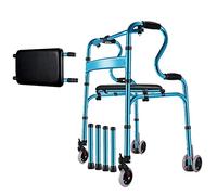 Andadores plegables para personas mayores, ligeros, de altura ajustable, ayuda para caminar estándar, ayuda para discapacitados, andadores, usuarios mayores y discapacitados con asiento y 4 ruedas, A