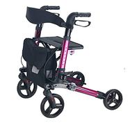 Andadores portátiles para personas mayores, ayudas para caminar plegables de aleación de aluminio, 4 ruedas de altura ajustable, movilidad para personas mayores rodando con asiento, morado (púrpura)