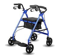 Andadores rodantes todo terreno con asiento, andador para personas mayores con discapacidad se desliza con reposapiés, cesta y ruedas grandes, andador rodante ligero plegable (color: azul) decoración