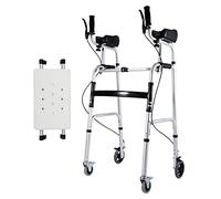 Andadores verticales de alta resistencia para personas mayores con asiento y apoyabrazos para personas altas, andadores plegables con frenos y ruedas, altura ajustable (color: con asiento de plástico