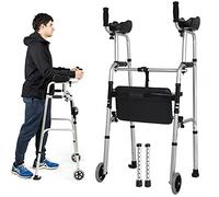Andadores verticales de pie livianos para personas mayores con soporte para asiento y antebrazo, andador auxiliar de rehabilitación de aluminio plegable, ayuda para caminar de altura ajustable Hola