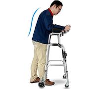 Andadores verticales estándar para ancianos, andador plegable con almohadilla para reposabrazos para la movilidad de la tapa con y personas mayores (tamaño: andador+4 ruedas + asiento) (Walker+ Beauty