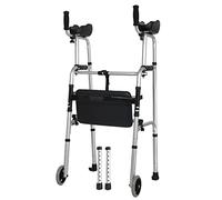 Andadores verticales para personas mayores con asiento y reposabrazos, ayuda de movilidad para caminar, ligera y plegable, soporta hasta 396 libras, aluminio (color: con asiento)