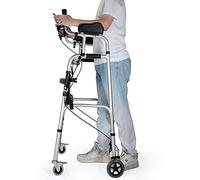 Andadores Verticales Plegables con Soporte para antebrazo y Asiento y Frenos de Cuero, Altura Ajustable Resistente para Adultos/Personas Mayores/Hombres Altos, Interior y Exterior