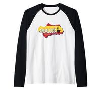 Andalucía España Mapa Retro Vintage Flamenco Recuerdo Camiseta Manga Raglan