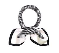 ANDANTINO - Bufanda cuadrada de 100% pura seda de morera para el cabello, 68 x 68 cm, pañuelo de seda natural para mujeres y hombres, estampado digital, diseño de pata de gallo en blanco y negro