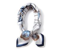 ANDANTINO - Bufanda cuadrada de 100% seda de morera para el cabello, 65 x 65 cm, pañuelo de seda natural para mujeres y hombres, estampado digital, Blanco y azul, M