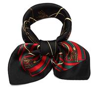 ANDANTINO - Bufanda de 100% seda de morera, pañuelo cuadrado ligero de 53,3 cm, bufanda transpirable con impresión digital con embalaje de regalo, Negro & rojo, M