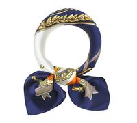 ANDANTINO - Bufanda de 100% seda de morera, pañuelo cuadrado ligero de 53,3 cm, bufanda transpirable con impresión digital con embalaje de regalo, naranja y azul, M