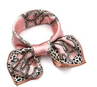 ANDANTINO - Bufanda de 100% seda de morera, pañuelo cuadrado ligero de 53,3 cm, bufanda transpirable con impresión digital con embalaje de regalo, Pink Leopard, M