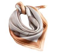 ANDANTINO Bufanda de seda de morera 100% real, 53,3 x 53,3 cm, pañuelo ligero para mujeres y hombres, bufandas cuadradas pequeñas con impresión digital, Marrón pálido, M