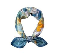 ANDANTINO Bufanda de seda de morera 100% real, 53 x 53 cm, pañuelo ligero para mujeres y hombres, bufandas cuadradas pequeñas con impresión digital de, Blue-animal World, S