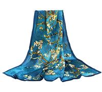 ANDANTINO Pañuelo de 100 % seda cuadrado, grande, 110 cm, pañuelo ligero para el pelo o como chal para mujer, incluye caja de regalo, Large