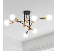 ANDAST Lámparas Industriales de Techo, 6 Luces Sputnik Vintage Retro Industrial Chandelier, Retro Black E27 Modern Ceiling Lamp for Living Room Bedroom Loft Kitchen(Diámetro 83cm)