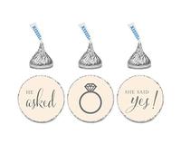 Andaz Press Calcomanías de chocolate con forma de gota, para boda, él preguntó, ella dijo que sí, marfil, paquete de 240, para despedida de soltera, compromiso, besos, decoración de fiesta