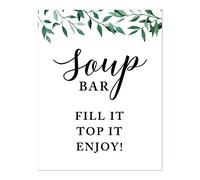 Andaz Press Greenery - Señales de boda (21,6 x 27,9 cm, parte 2) Colección de alimentos y bebidas alcohólicas, Bar de sopa de alimentos, 1