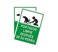Andchi 2-Pack Signo de Perro, por Favor LIMPIE DESPUÉS DE SU Perro, Letrero metálico de Aluminio, 25 x 35 cm, Inoxidable para Exteriores, Resistente a la decoloración