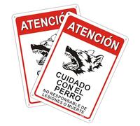 Andchi 2 piezas Delante del Cartel del Perro Precaución Perro Señales de Seguridad Precaución Advertencia Aluminio Tamaño 18x25cm