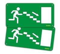 Andchi 2 Piezas Señal de Salida de Emergencia para Escuelas, Centros Comerciales y Aparcamientos (Metal de Aluminio, Lzquierda, 10 x 20 cm)