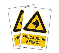 Andchi 2 Piezas Señal precaución perros, Letrero de metal de aluminio, impermeable, resistente a la decoloración, 20 x 30 cm
