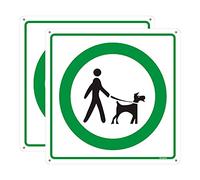 Andchi 2 señales para llevar al perro con correa cartel letrero de espera para el perro, rectangular de metal y aluminio, tamaño 300x300 mm