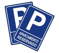 Andchi 2pcs Señales de Estacionamiento Reservado Tamaño 10 x 14 pulgadas (Blau-Reserviert parken),
