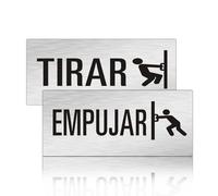 Andchi 2pcs. señales de puerta tirar empujar señales de aluminio aspecto acero inoxidable,de aluminio, tamaño 160x70x0,85mm