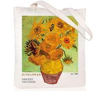 Andeiltech Bolsa de lona estética, bonita bolsa de mano vintage, bolsa de hombro para libros, regalos, bolsas de comestibles reutilizables para mujer, Girasol Van Gogh, Talla única, Bolsa de lona